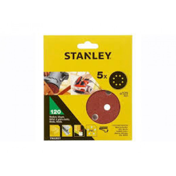 Stanley Disco abrasivo per levigatrici roto orbitali 125 mm gr.120  confezione da 5 pz 