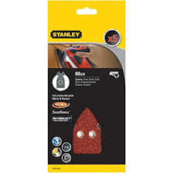 Stanley 5 fogli multilevigatrice velcro a punta grana 80