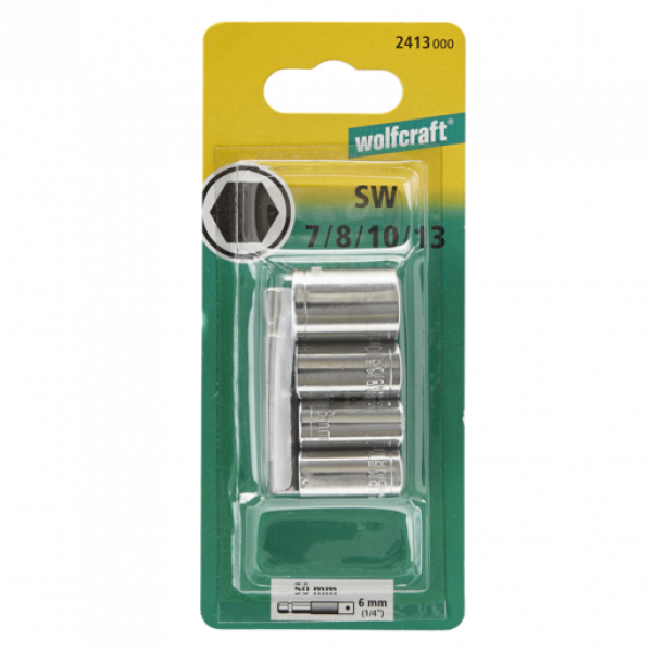 Set chiavi bussola wolcraft  Adattatore 50 mm bussole 6 mm + attacchi da 1/2"