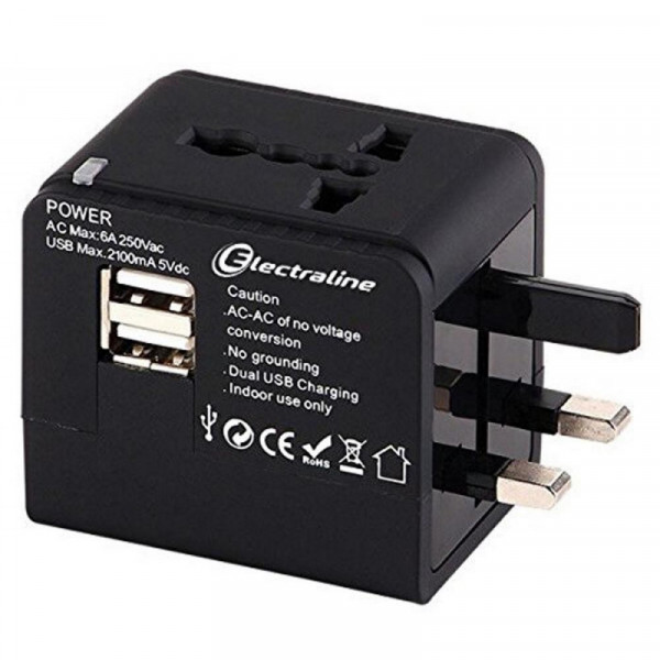 ADATTATORE DA VIAGGIO COMPACT PLUS 2 USB