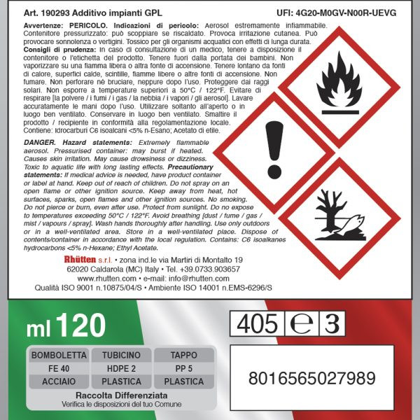 Additivo GPL 120 ml - Protezione e Manutenzione Ottimali per i Sistemi a Gas!