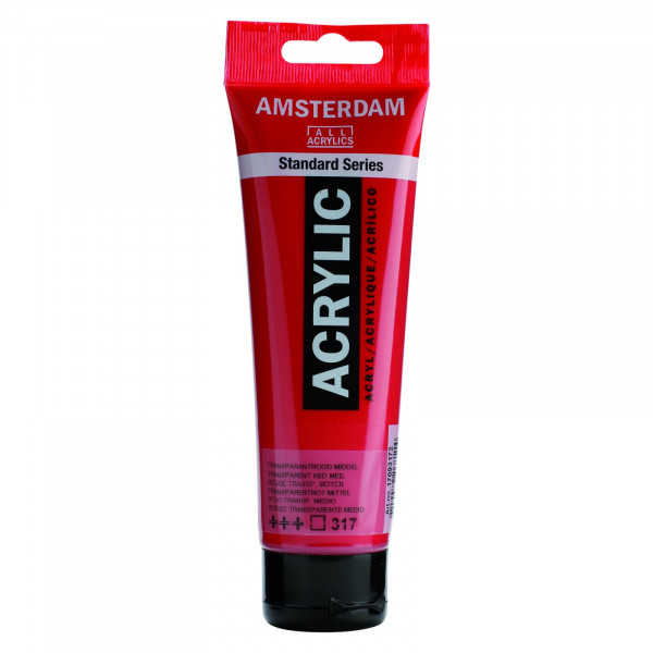  Colori Acrilici Talens Amsterdam Rosso trasparente medio flacone da 120 ml  