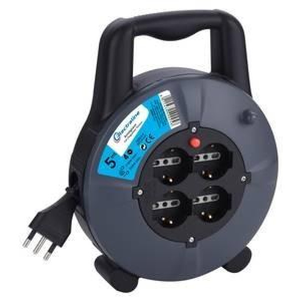 Avvolgicavo prolunga elettrica ml. 5 3x1,5 4 bipasso 2p+t schuko 