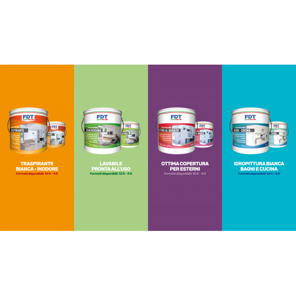 FDT IDROPITTURA BIANCA BAGNI E CUCINA FLACONE DA 12 lt