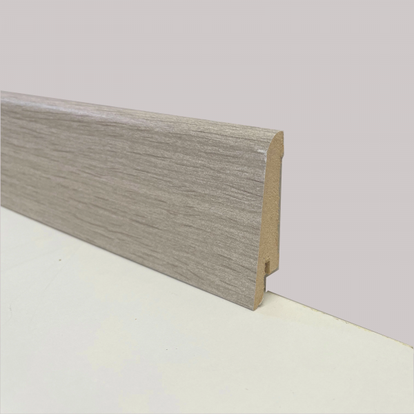 Battiscopa impiallacciato tanganica 70x10 grigio 2.4mt 