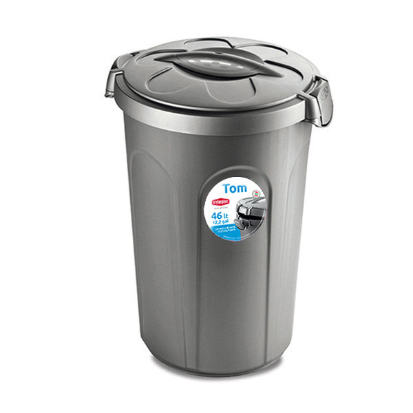 bidone immondizia tom silver plastica da lt. 46