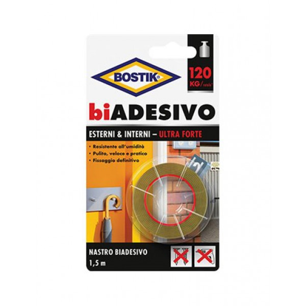 Bostik Bi-Adesivo interni & esterni 19mmx1.5mt