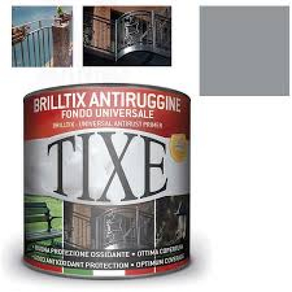Tixe Smalto antiruggine Fondo universale Ferro metallo Grigio  flacone da 500 ml 