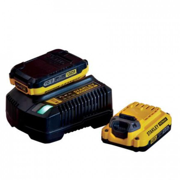 Stanley Due batterie 18v v20 - 2.0ah con  caricabatterie 2a
