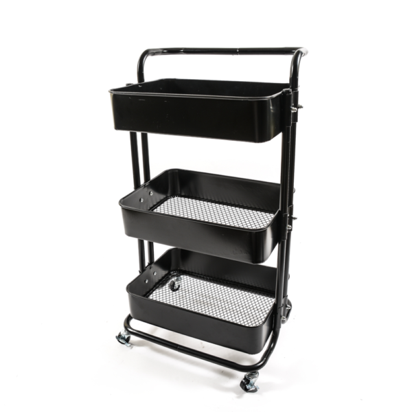 MHOME Carrello di stoccaggio a tre carte 44x36xh81cm nero 