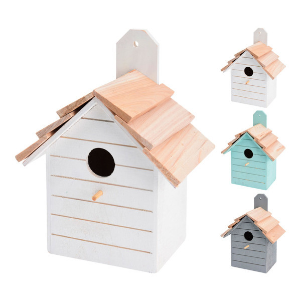 Casetta per uccellini in legno, rifugio 16x22 cm assortito