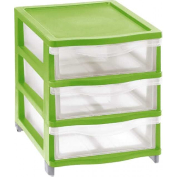 Cassettiera Cover Line verde 3 cassetti bassi Tontarelli