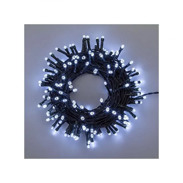 Luci di Natale Catena Lineare 160 Led Bianco 11,5mt Con 8 giochi luce 