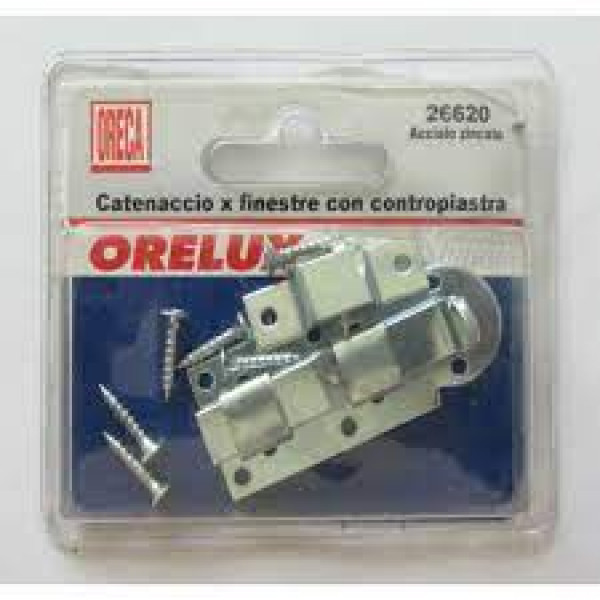 CATENACCIO A TRAVE PER  FINESTRE CON CONTROPIASTRA  60MM  CONFEZIONE DA 1PZ 