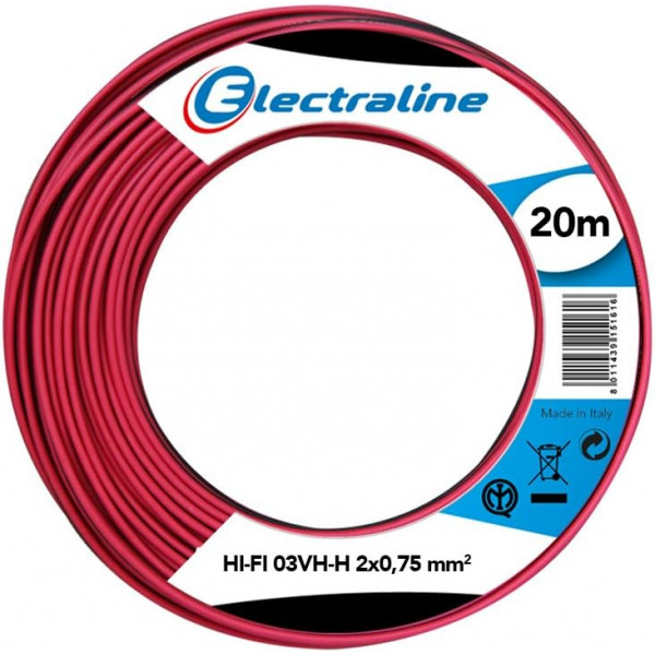 Cavo 03vh-h 2x0.75 rosso/nero 20mt - electraline