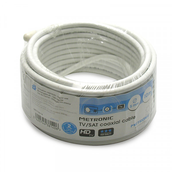 Cavo coassiale tv-sat d. 5mm, lunghezza 25m in matassa bianco