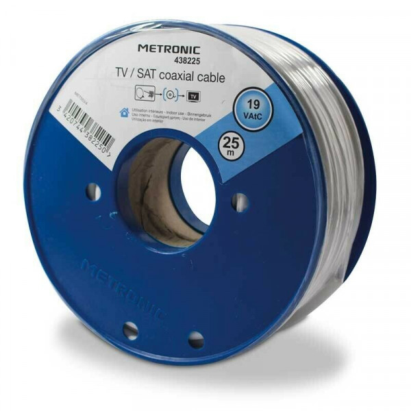 Cavo coassiale tv-sat d. 6,8mm, 75 ohm , lunghezza 25m in bobina bianco 