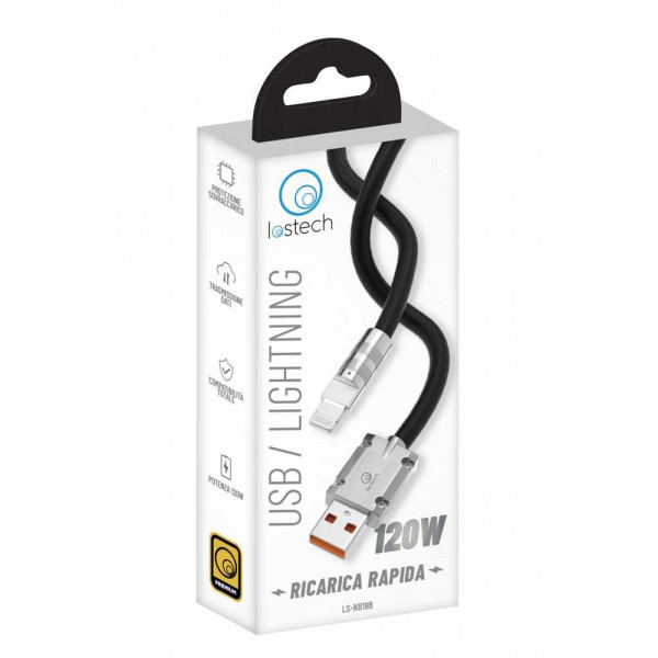 CAVO LIGHTING MT1,5 FAST CHARGE  NERO MAX 120 W LOSTECH 