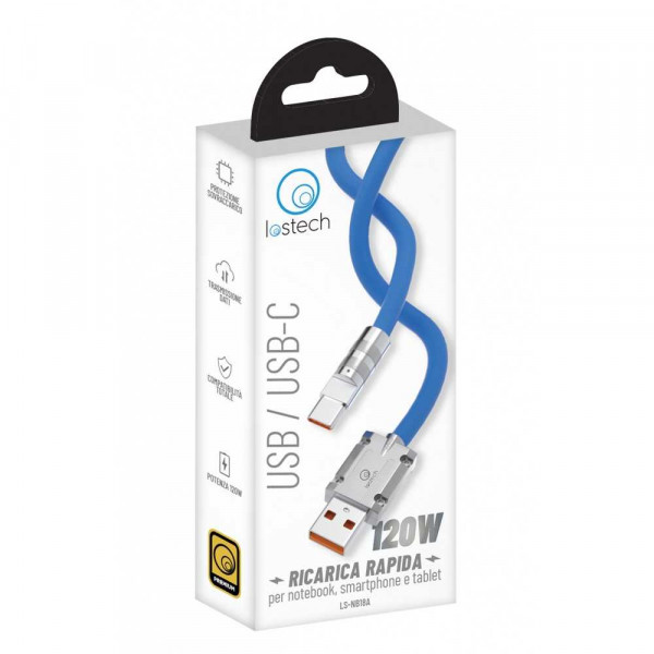 LOSTECH PREMIUM LS-NB18A CAVO USB / USB-C CON FAST CHARGE BLU 1.5MT