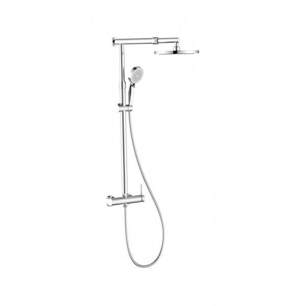 Colonna doccia Morea cromata con braccio e asta estensibili soffione D.25 cm doccetta D.10 cm 3 getti