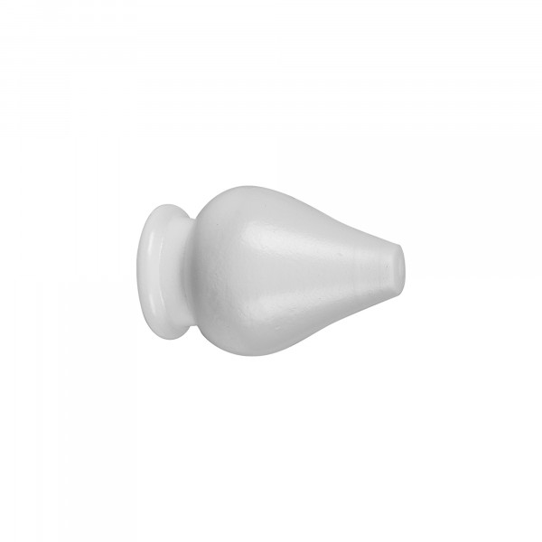 Pomolo decorativo cono bianco  per bastone di legno confezione da 2 pz 
