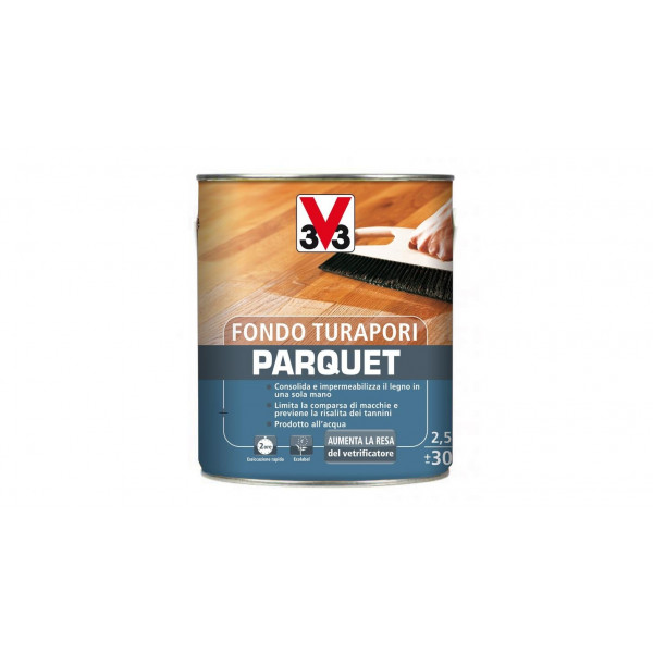 Fondo Turapori per Parquet H2O - Flacone da 2,5 Litri - Incolore