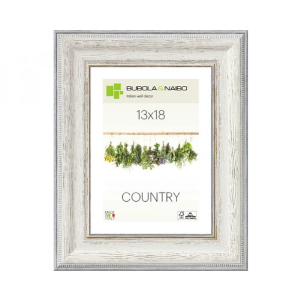 cornice fabriano serie country in legno colore bianco 13x18 cm 