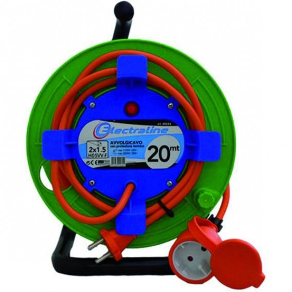Electraline avvolgicavo con spina e presa schuko 20mt sezione 2x1,5 