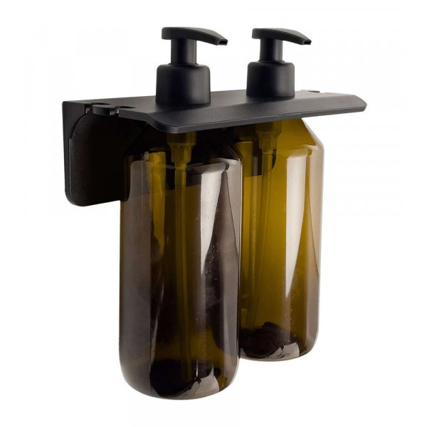 GEDY LINEA GROUPER  DOPPIO DISPENSER NERO CON FLACONE AMBRA 