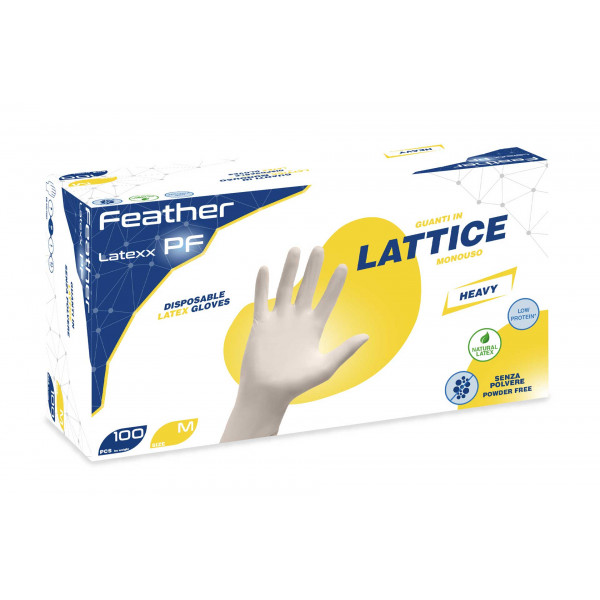 Guanti In Lattice Senza Polvere Feather Latexx - gr. 5,0 (M) Reflexx confezione da 100 pz 