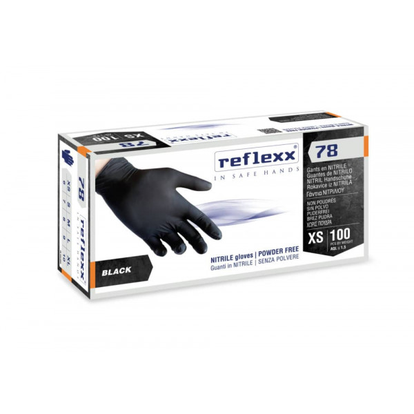 GUANTI IN NITRILE  NERO Reflexx 78 100PZ L