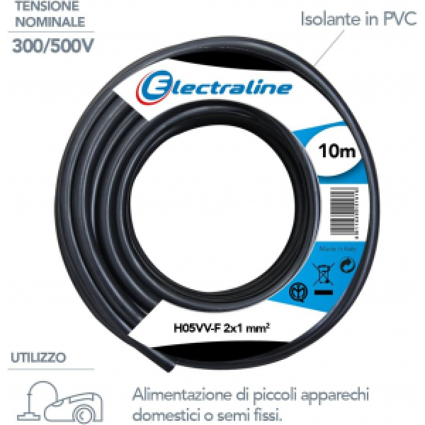 CAVO H05VV-F 2X1 MT 10 NERO