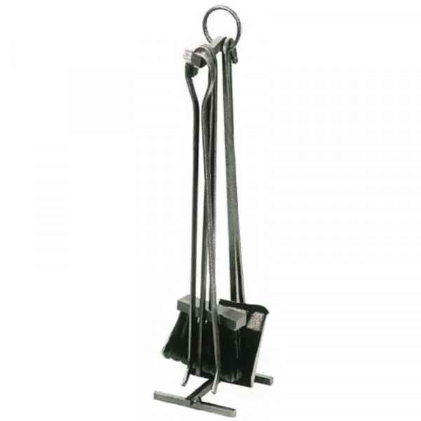 SET SERIE ACCESSORI CAMINO FERRO BATTUTO 4PZ  ALTEZZA 60 CM 