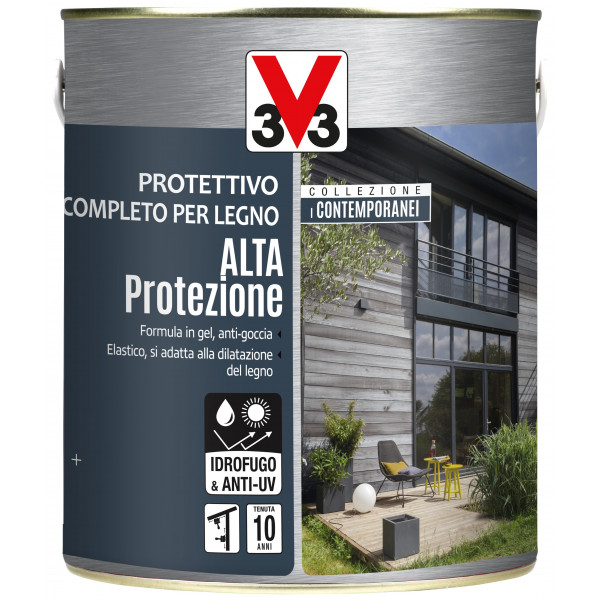  V33 protettivo completo per legno alta protezione all' acqua  Grigio grafite flacone da 2.5 lt 