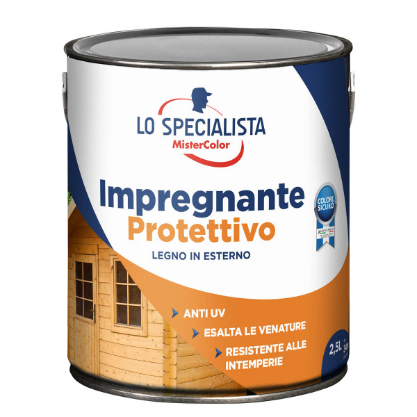 Lo specialista Impregnante a solvente noce chiaro per legno flacone da Lt2,5