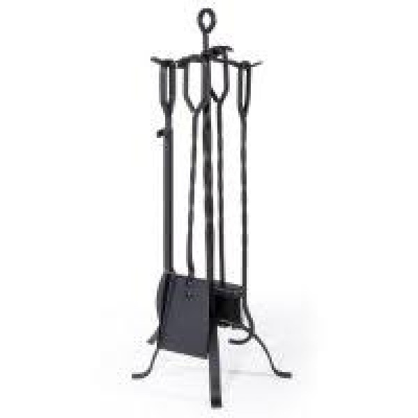Verdelook set composto da 4 pezzi accessori camino in metallo verniciato nero