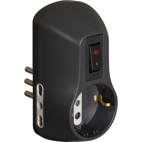 Bticino adattatore safe presa multipla a 3 posti, con 1 presa schuko standard , 2 prese bivalenti 10/16a 