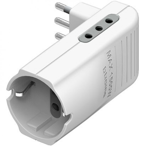 Adattatore corner bticino 2 prese 10a 1 presa tedesca e spina 10a bianco 