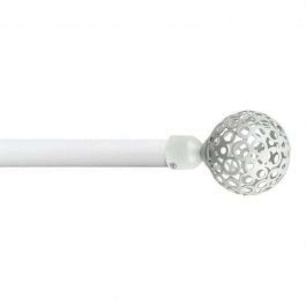KIT BASTONE PER TENDE FERRO CM.120/210 BIANCO CON SUPPORTI 