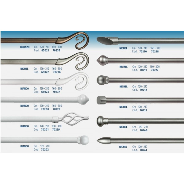 Kit bastone per tenda estensibile Ciorciola in metallo  bianco  Ø20/17 mm  120/210 cm 
