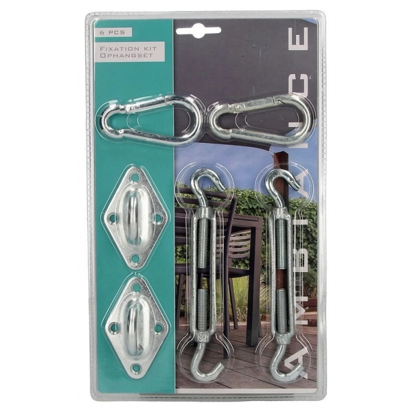 Kit di fissaggio per velo telo ombra 6 pz 