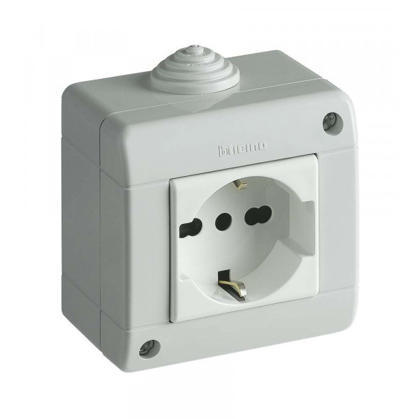 KIT - PRESA SCHUKO BIPASSO IN CUSTODIA  IP40