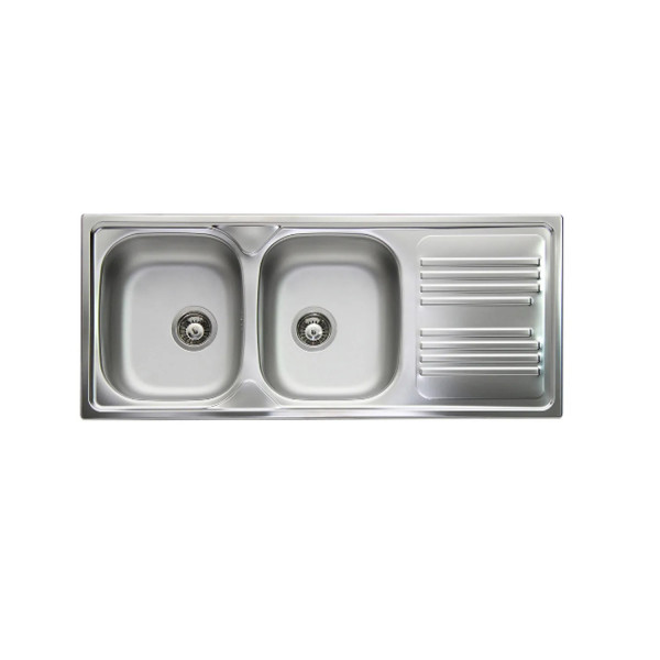 lavello incasso in acciaio inox con 2 vasche 116x48 cm 