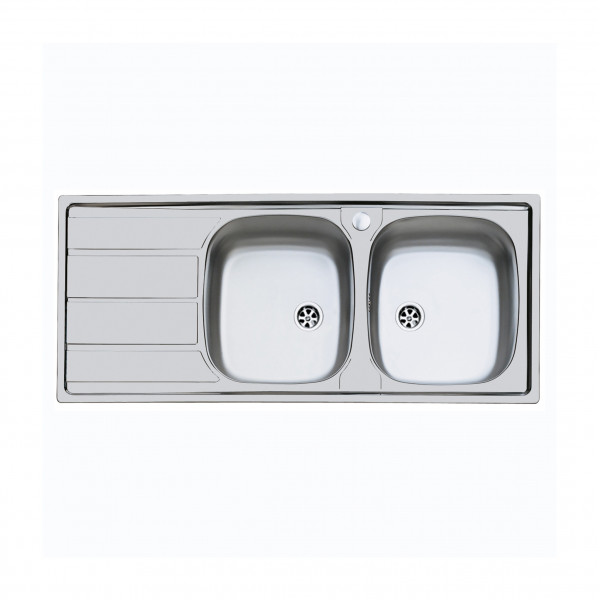 Lavello inox 2 vasche  116x50 cm incasso