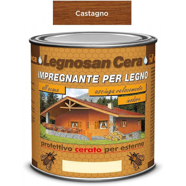  LEGNOSAN CERA CASTAGNO  IMPREGNANTE PER LEGNO ALL' ACQUA FLACONE DA 2.5LT