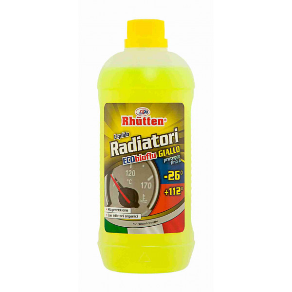 Liquido Radiatori Giallo -26°C 1L RHUTTEN SRL - Protezione e Prestazioni Ottimali per il Tuo Motore!