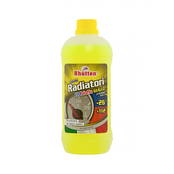 Liquido Radiatori Giallo -26°C 1L RHUTTEN SRL - Protezione e Prestazioni Ottimali per il Tuo Motore!