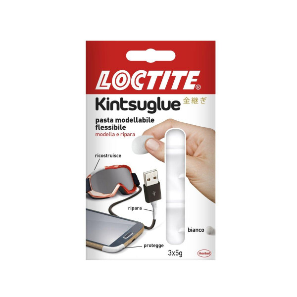 Loctite Kintsuglue - Pasta Modellabile Flessibile Bianco, Confezione da 3x5 g