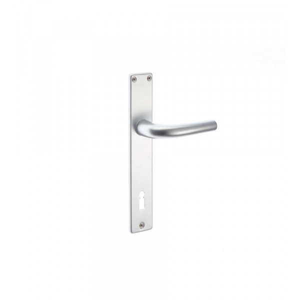 MANIGLIA ALLUMINIO  CON PLACCA CH90 ARGENTO SATINATO 