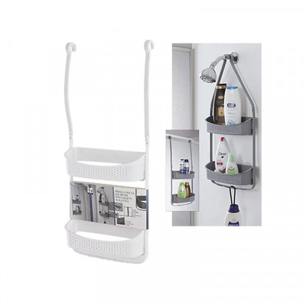 Mensola doccia in pvc 2 ripiani con ganci